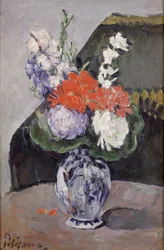Bloemen in een kleine Delftse vaas, ca. 1873